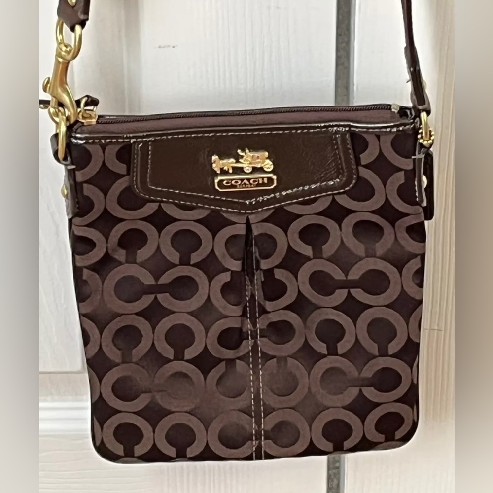 Coach Brown Monogram Cross Body Sling Bag